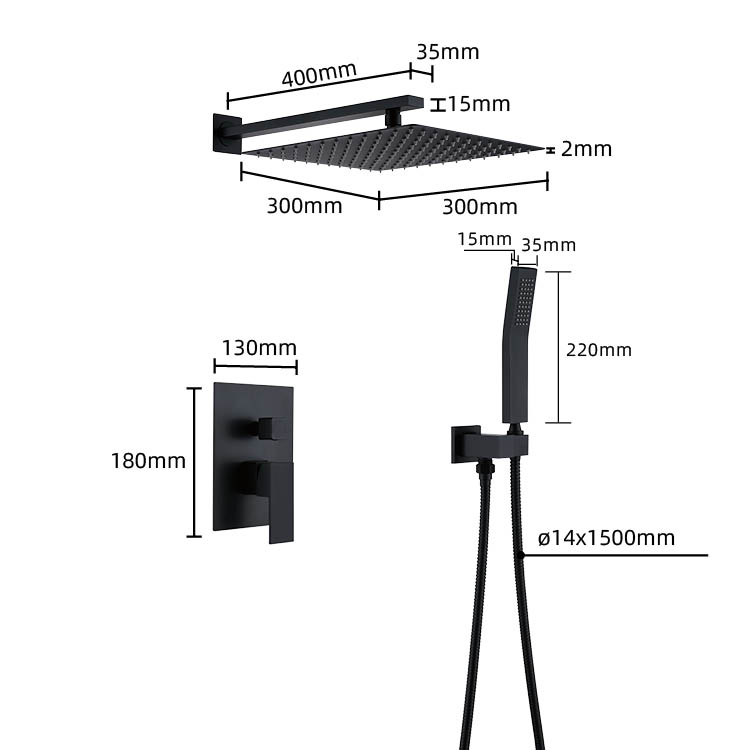 Concealed Shower Set Black