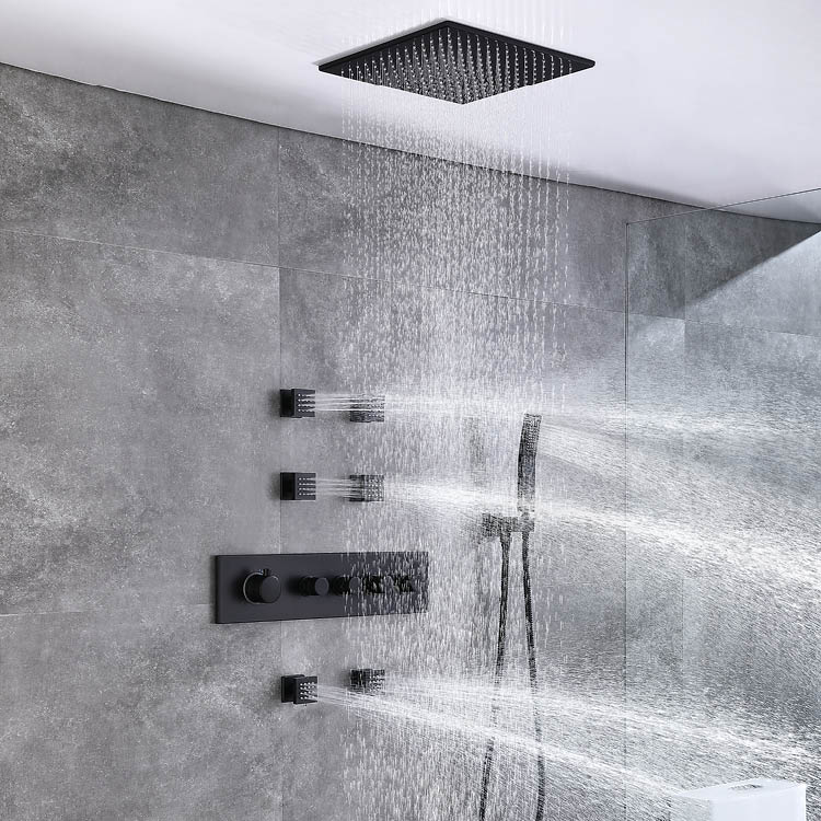 Black Concealed Thermostatic Shower