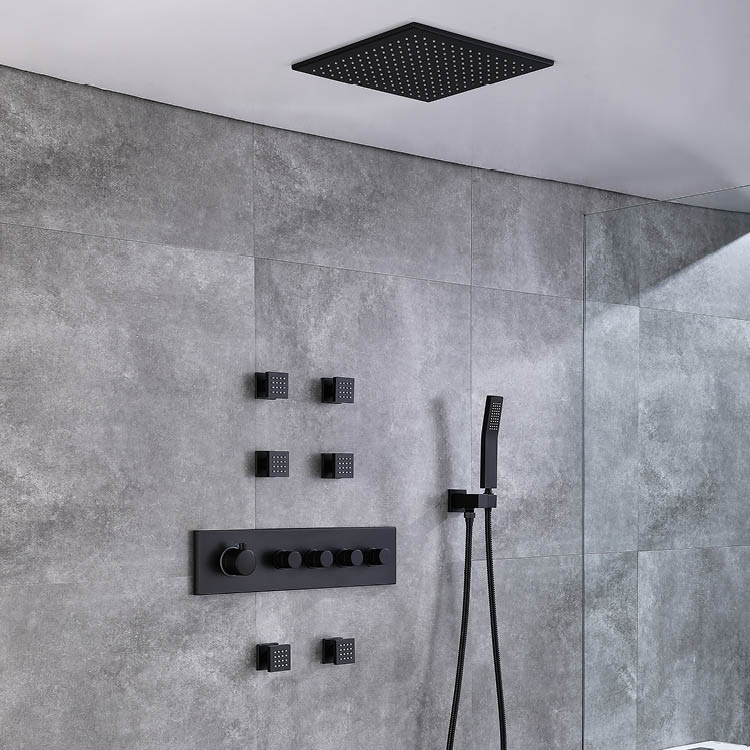 Black Concealed Thermostatic Shower
