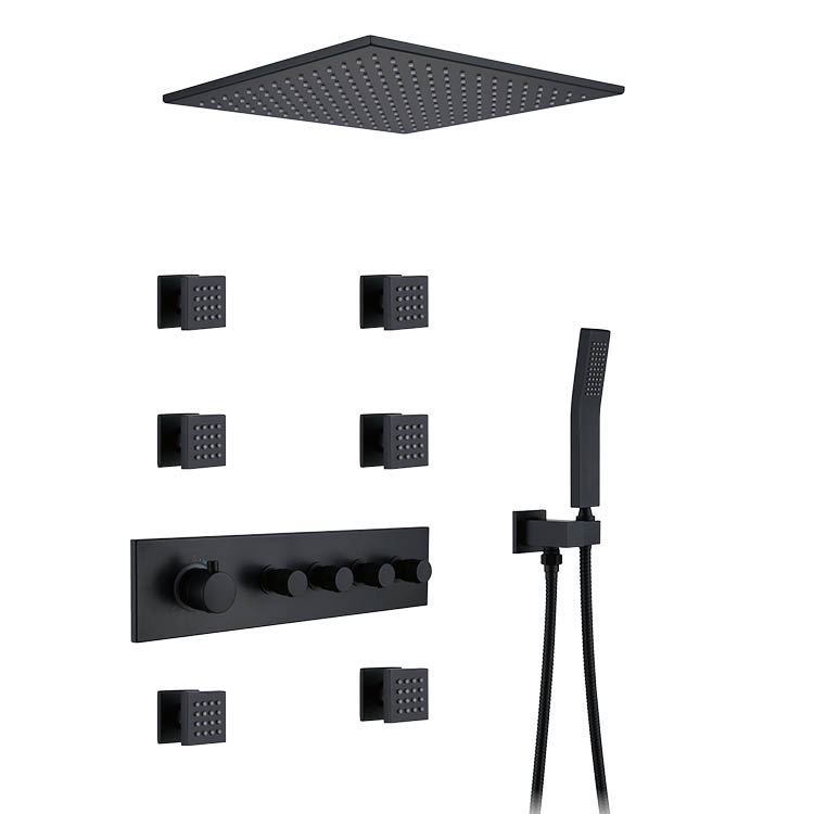 Black Concealed Thermostatic Shower