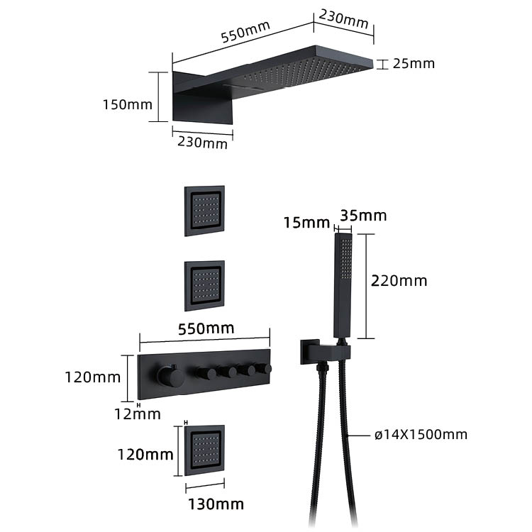 Matt Black Concealed Shower